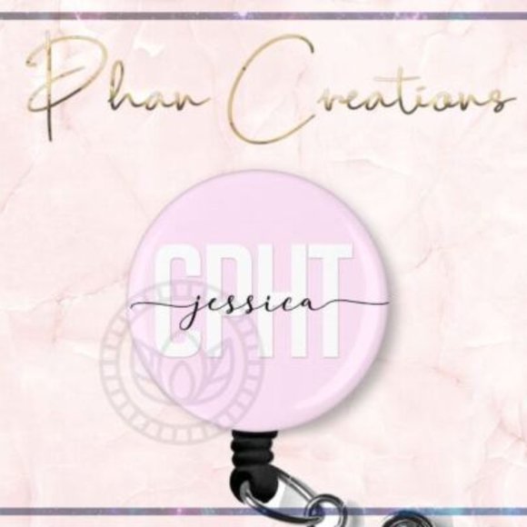 CPHT Retractable Badge Reel Cute Certified Pharmacy Tech Pharmacist ID Holder - Picture 1 of 6